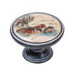 Πομολάκι Vintage Πατίνα Μαύρο Retro Motorcycle Blue Φ37mm