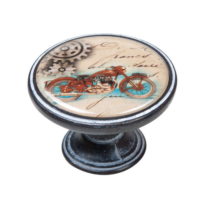 550NF34 Πομολάκι Vintage Πατίνα Μαύρο Retro Motorcycle Blue Φ37mm - Image 1