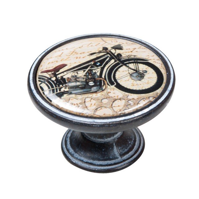 550NF35 Πομολάκι Vintage Πατίνα Μαύρο Classic Motorcycle Black Φ37mm - Image 1