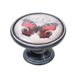 Πομολάκι Vintage Πατίνα Μαύρο Red Butterfly Φ37mm