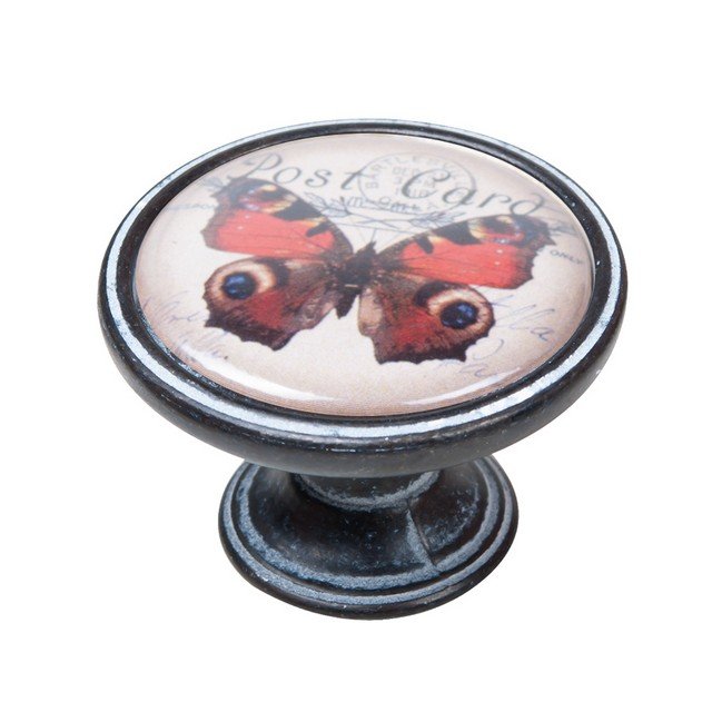 550NF38 Πομολάκι Vintage Πατίνα Μαύρο Red Butterfly Φ37mm - Image 1