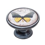 Πομολάκι Vintage Πατίνα Μαύρο Yellow Butterfly Φ37mm