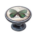 Πομολάκι Vintage Πατίνα Μαύρο Green Butterfly Φ37mm