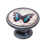 Πομολάκι Vintage Πατίνα Μαύρο Blue Butterfly Vintage Φ37mm