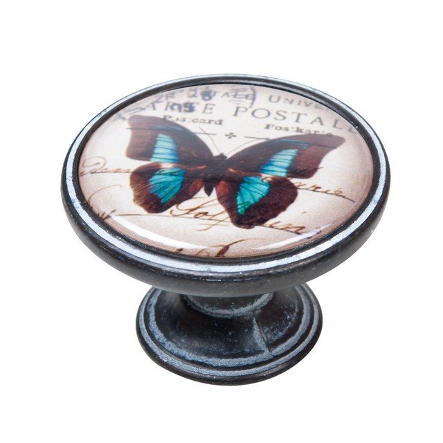 550NF41 Πομολάκι Vintage Πατίνα Μαύρο Blue Butterfly Vintage Φ37mm - Image 1