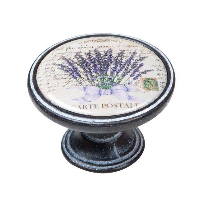 550NF47 Πομολάκι Vintage Πατίνα Μαύρο Lavender Postcard Φ37mm - Image 1