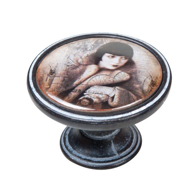 550NF53 Πομολάκι Vintage Πατίνα Μαύρο Victorian Lady Fan Φ37mm - Image 1
