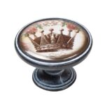 Πομολάκι Vintage Πατίνα Μαύρο Crown Roses Φ37mm