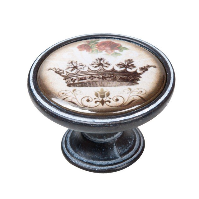 550NF55 Πομολάκι Vintage Πατίνα Μαύρο Royal Crown Φ37mm - Image 1