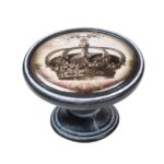 Πομολάκι Vintage Πατίνα Μαύρο Imperial Crown Φ37mm