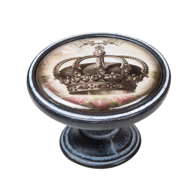 550NF56 Πομολάκι Vintage Πατίνα Μαύρο Imperial Crown Φ37mm - Image 1