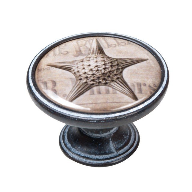 550NF57 Πομολάκι Vintage Πατίνα Μαύρο Starfish Φ37mm - Image 1