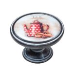 Πομολάκι Vintage Πατίνα Μαύρο Red Teapot Φ37mm