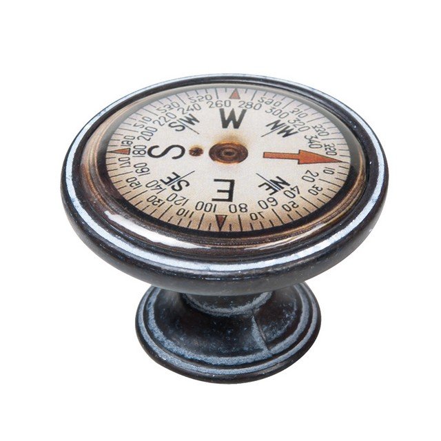 550NF78 Πομολάκι Vintage Πατίνα Μαύρο Explorer Compass Φ37mm - Image 1