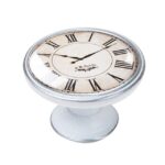 Πομολάκι Vintage Πατίνα Ασημί Roman Clock White Φ37mm