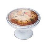 Πομολάκι Vintage Πατίνα Ασημί Antique Map Clock Φ37mm