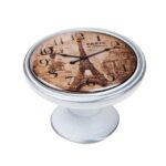 Πομολάκι Vintage Πατίνα Ασημί Eiffel Tower Clock Φ37mm