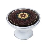Πομολάκι Vintage Πατίνα Ασημί Flower Mandala Φ37mm