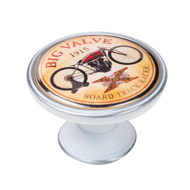 550PB09 Πομολάκι Vintage Πατίνα Ασημί Big Valve Bicycle Φ37mm - Image 1