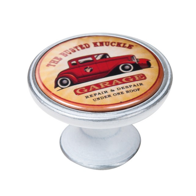 550PB14 Πομολάκι Vintage Πατίνα Ασημί Garage Red Car Φ37mm - Image 1