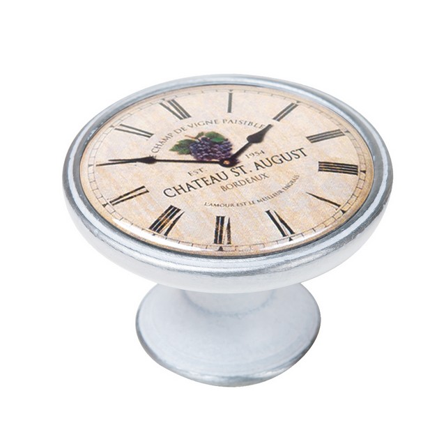 550PB20 Πομολάκι Vintage Πατίνα Ασημί Chateau August Clock Φ37mm - Image 1