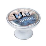 Πομολάκι Vintage Πατίνα Ασημί Home Blue Butterflies Φ37mm