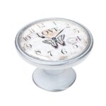 Πομολάκι Vintage Πατίνα Ασημί Love Butterfly Clock Φ37mm