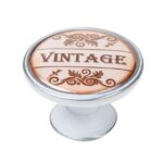 Πομολάκι Vintage Πατίνα Ασημί Vintage Label Φ37mm