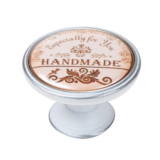 550PB29 Πομολάκι Vintage Πατίνα Ασημί Handmade Label Φ37mm - Image 1