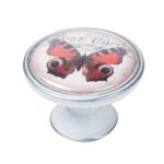 Πομολάκι Vintage Πατίνα Ασημί Red Butterfly Φ37mm
