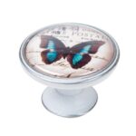Πομολάκι Vintage Πατίνα Ασημί Blue Butterfly Vintage Φ37mm