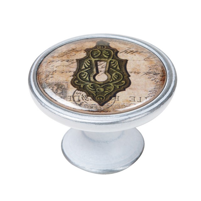 550PB44 Πομολάκι Vintage Πατίνα Ασημί Keyhole Plate Φ37mm - Image 1