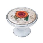 Πομολάκι Vintage Πατίνα Ασημί Sunflower Garden Φ37mm