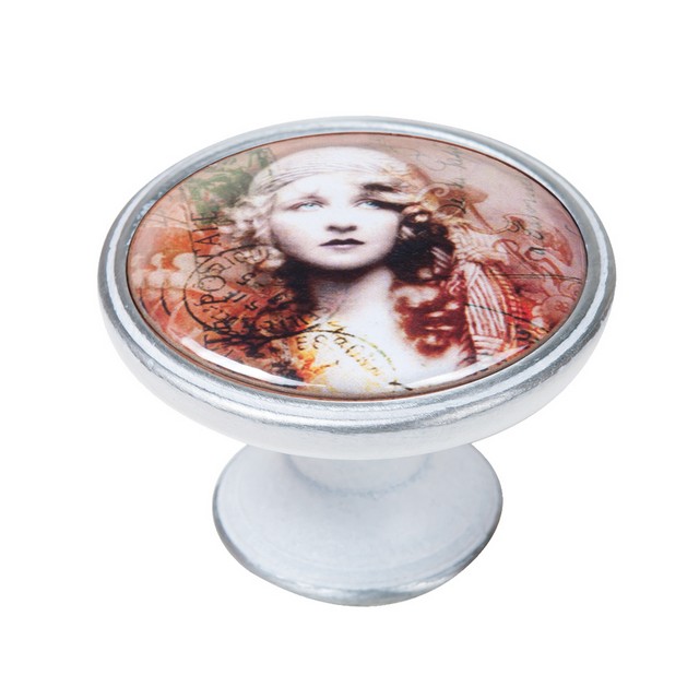 550PB52 Πομολάκι Vintage Πατίνα Ασημί Romantic Lady Φ37mm - Image 1