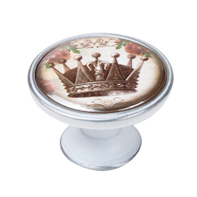 550PB54 Πομολάκι Vintage Πατίνα Ασημί Vintage Crown Φ37mm - Image 1