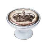Πομολάκι Vintage Πατίνα Ασημί Queen Crown Φ37mm