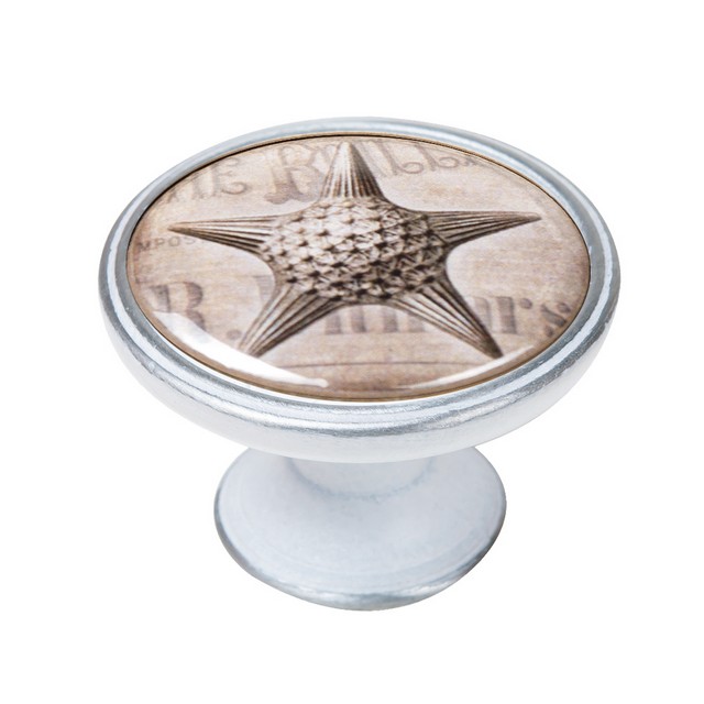 550PB57 Πομολάκι Vintage Πατίνα Ασημί Starfish Φ37mm - Image 1