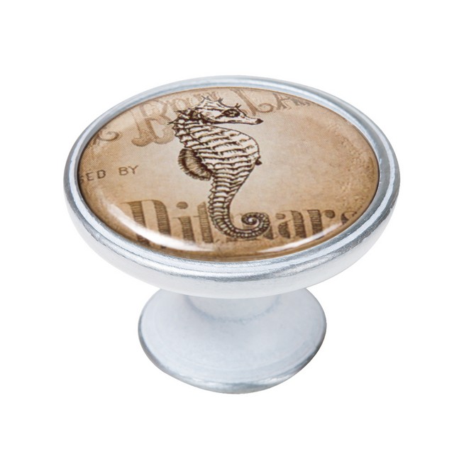 550PB58 Πομολάκι Vintage Πατίνα Ασημί Seahorse Φ37mm - Image 1