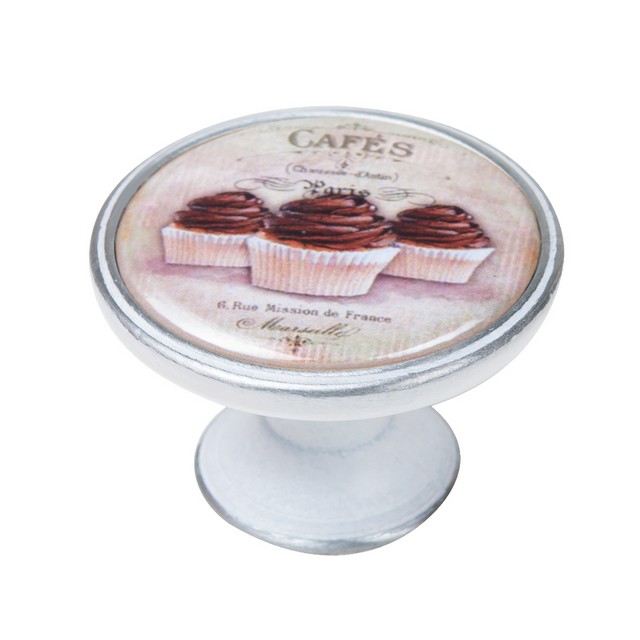 550PB61 Πομολάκι Vintage Πατίνα Ασημί Vintage Cupcakes Φ37mm - Image 1