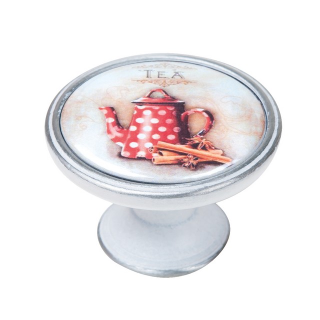 550PB65 Πομολάκι Vintage Πατίνα Ασημί Red Teapot Φ37mm - Image 1