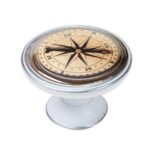Πομολάκι Vintage Πατίνα Ασημί Vintage Compass Rose Φ37mm