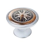 Πομολάκι Vintage Πατίνα Ασημί Nautical Compass Black Φ37mm
