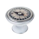 Πομολάκι Vintage Πατίνα Ασημί Navigation Compass Φ37mm