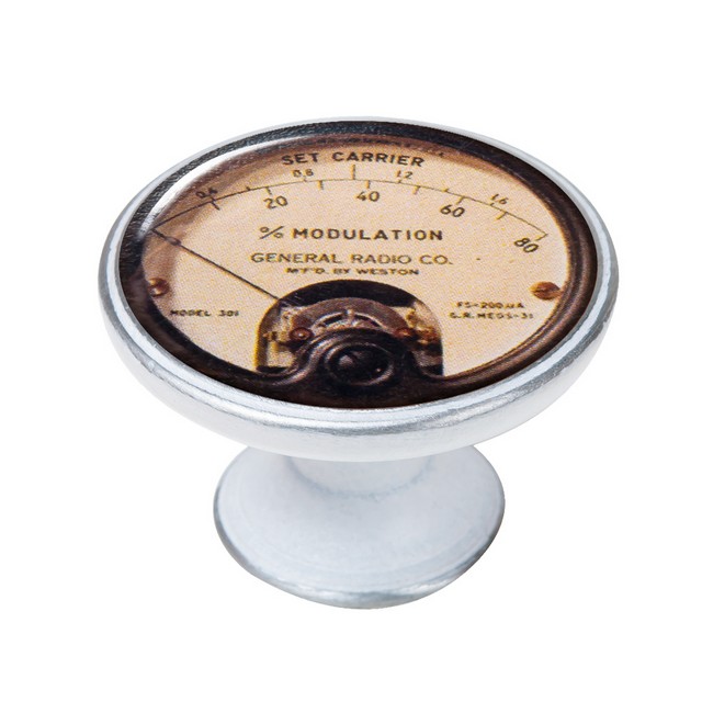 550PB81 Πομολάκι Vintage Πατίνα Ασημί Radio Modulation Meter Φ37mm - Image 1