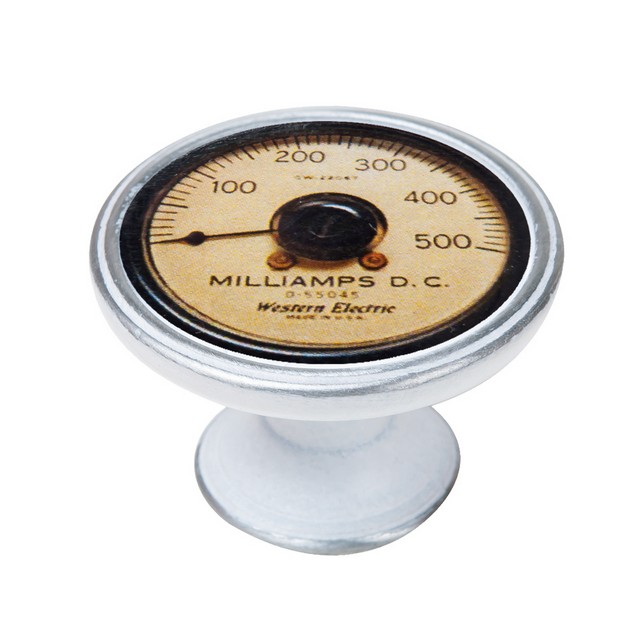 550PB82 Πομολάκι Vintage Πατίνα Ασημί Vintage Milliamperes Gauge Φ37mm - Image 1