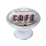Πομολάκι Vintage Πατίνα Ασημί Degustez Café Sign Φ37mm