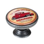 Πομολάκι Επίπλου Vintage Ασημί Αντικέ Φ37 – Busted Knuckle Red Car