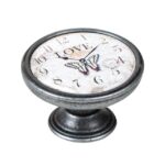 Πομολάκι Επίπλου Vintage Ασημί Αντικέ Φ37 – Love Clock