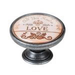 Πομολάκι Επίπλου Vintage Ασημί Αντικέ Φ37 – Love