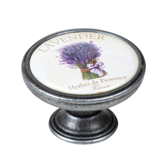550PT48 Πομολάκι Επίπλου Vintage Ασημί Αντικέ Φ37 – Lavender France - Image 1